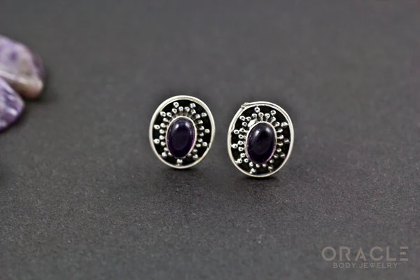 Sterling Silver Amethyst Earrings - Image 2