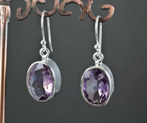 Sterling Silver Amethyst Earrings - Image 2