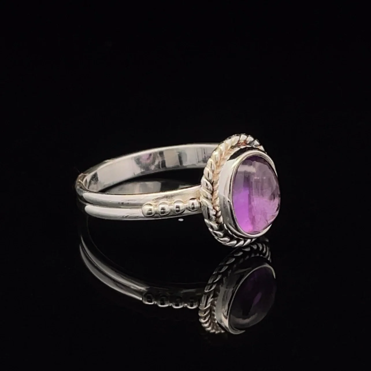 Sterling Silver Amethyst Ring Size 8 - Image 2