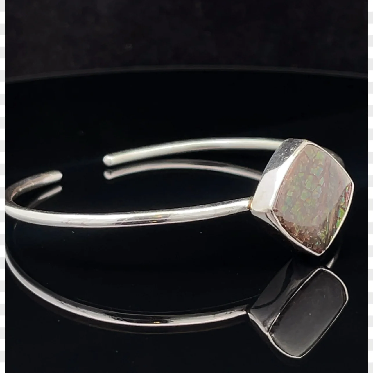 Sterling Silver Ammolite Cuff Bracelet - Image 2