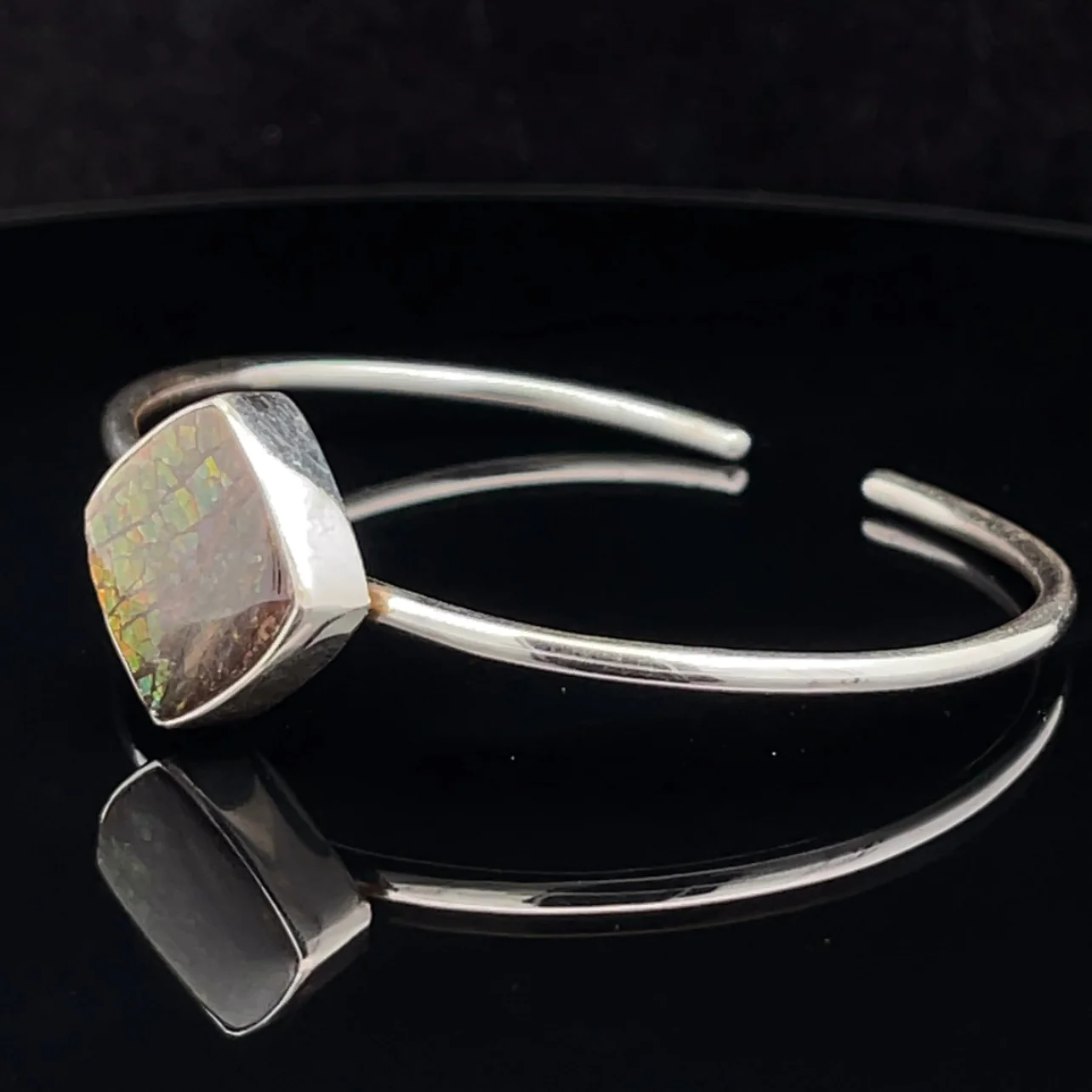 Sterling Silver Ammolite Cuff Bracelet - Image 3