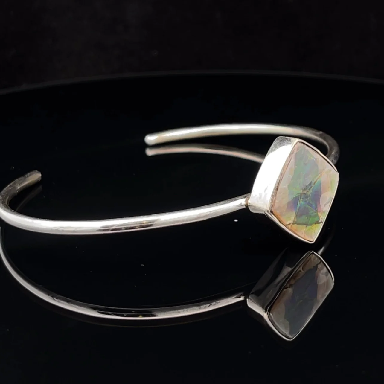 Sterling Silver Ammolite Cuff Bracelet - Image 2
