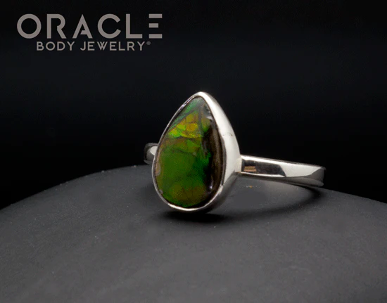 Sterling Silver Ammolite Ring Size 6 - Image 2