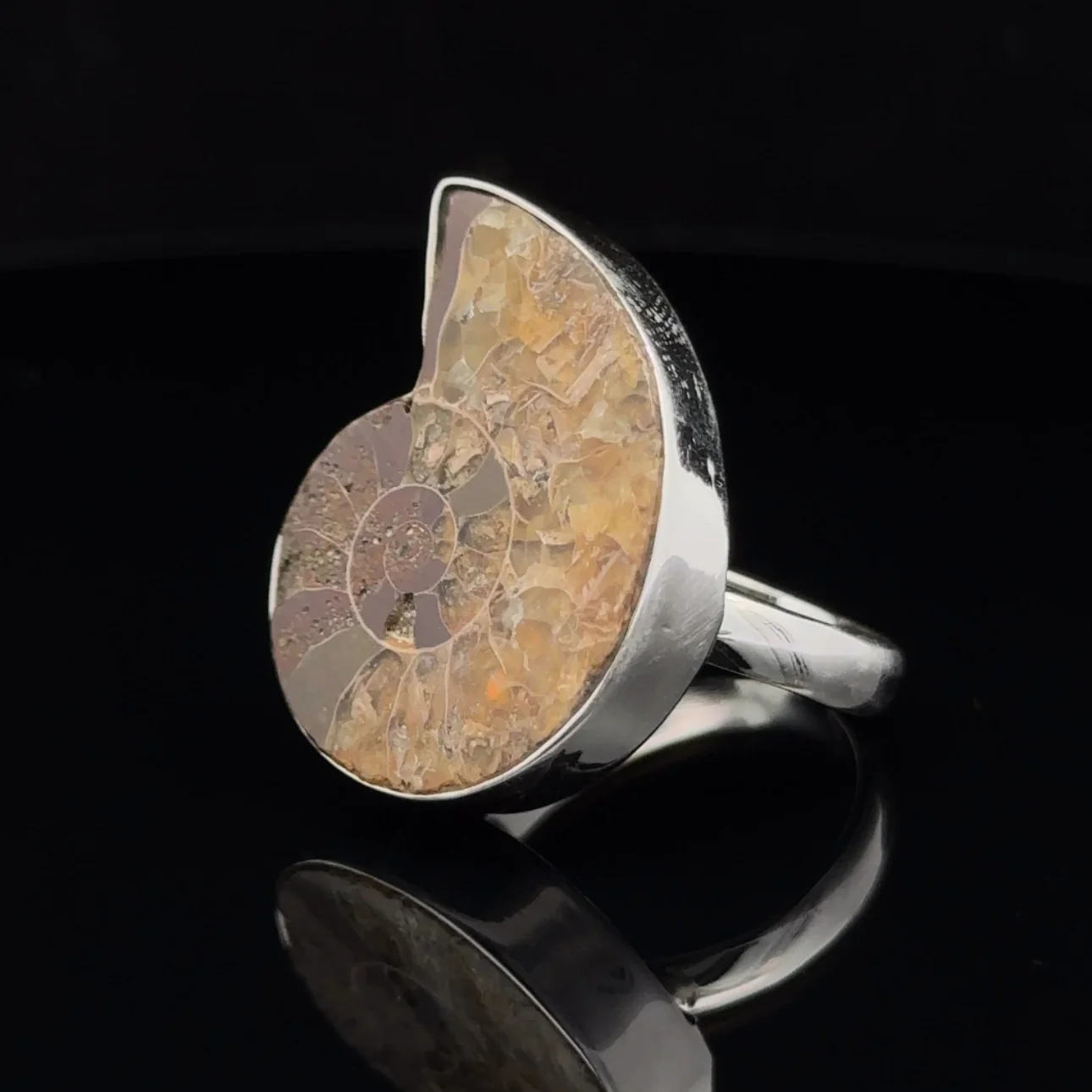 Sterling Silver Ammonite Ring Size 8 - Image 3