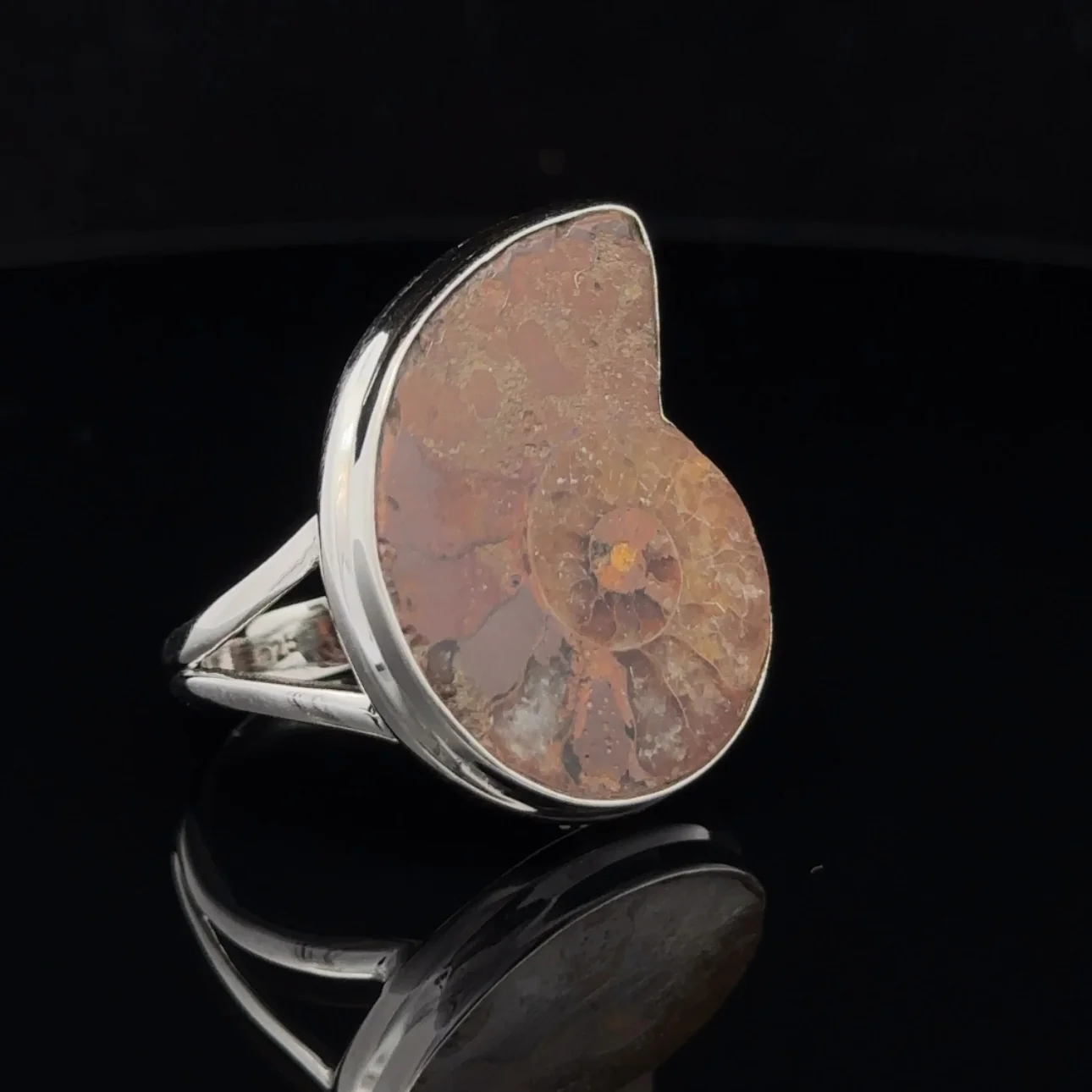 Sterling Silver Ammonite Ring Size 9 - Image 2