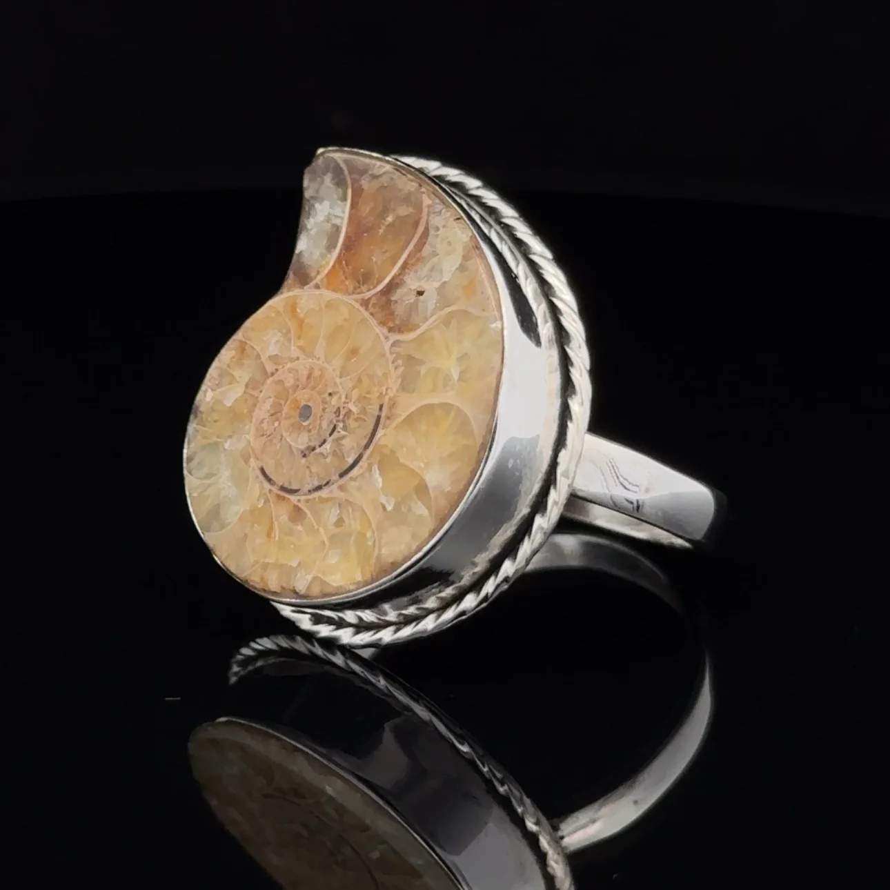 Sterling Silver Ammonite Ring Size 10 - Image 3