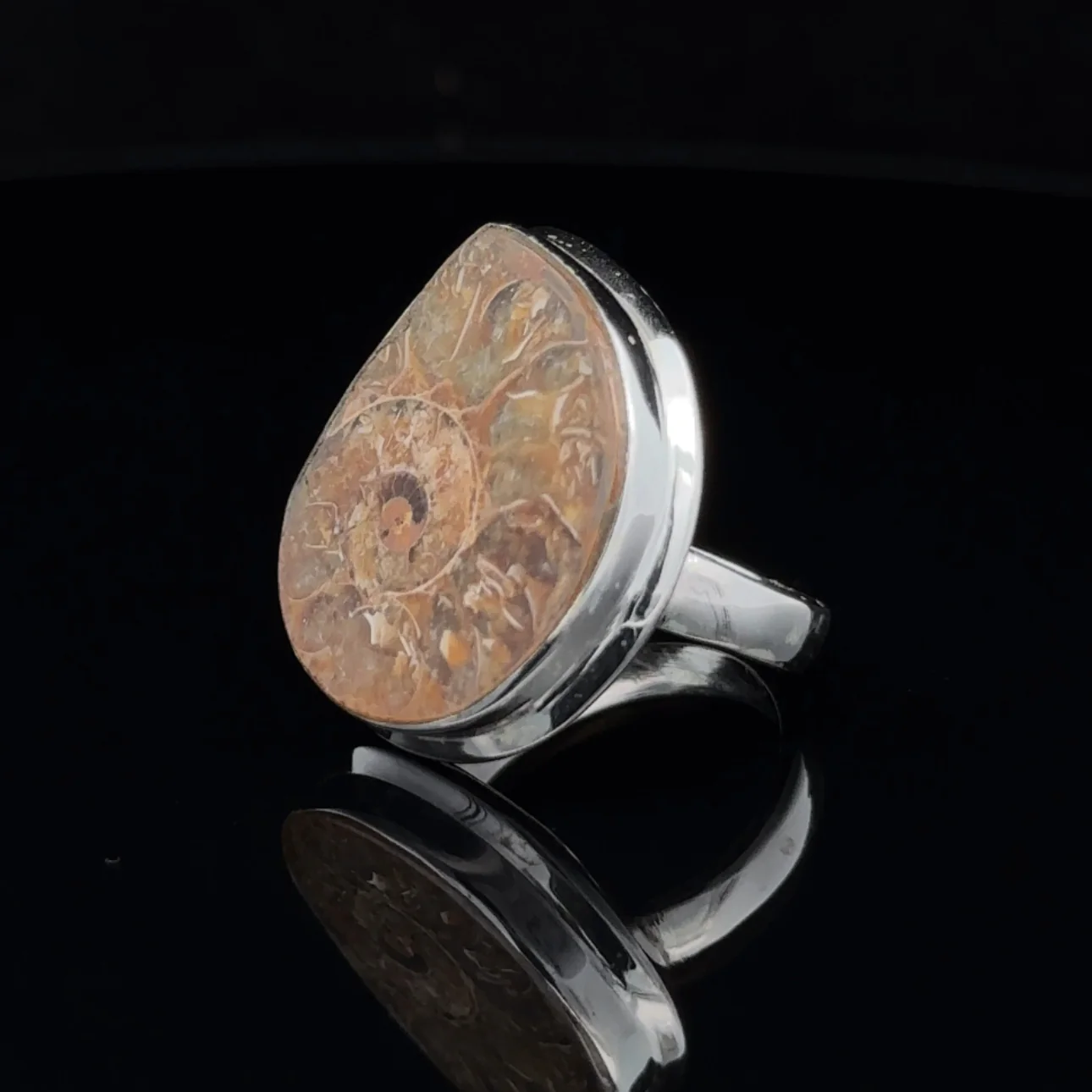 Sterling Silver Ammonite Ring Size 5 - Image 3