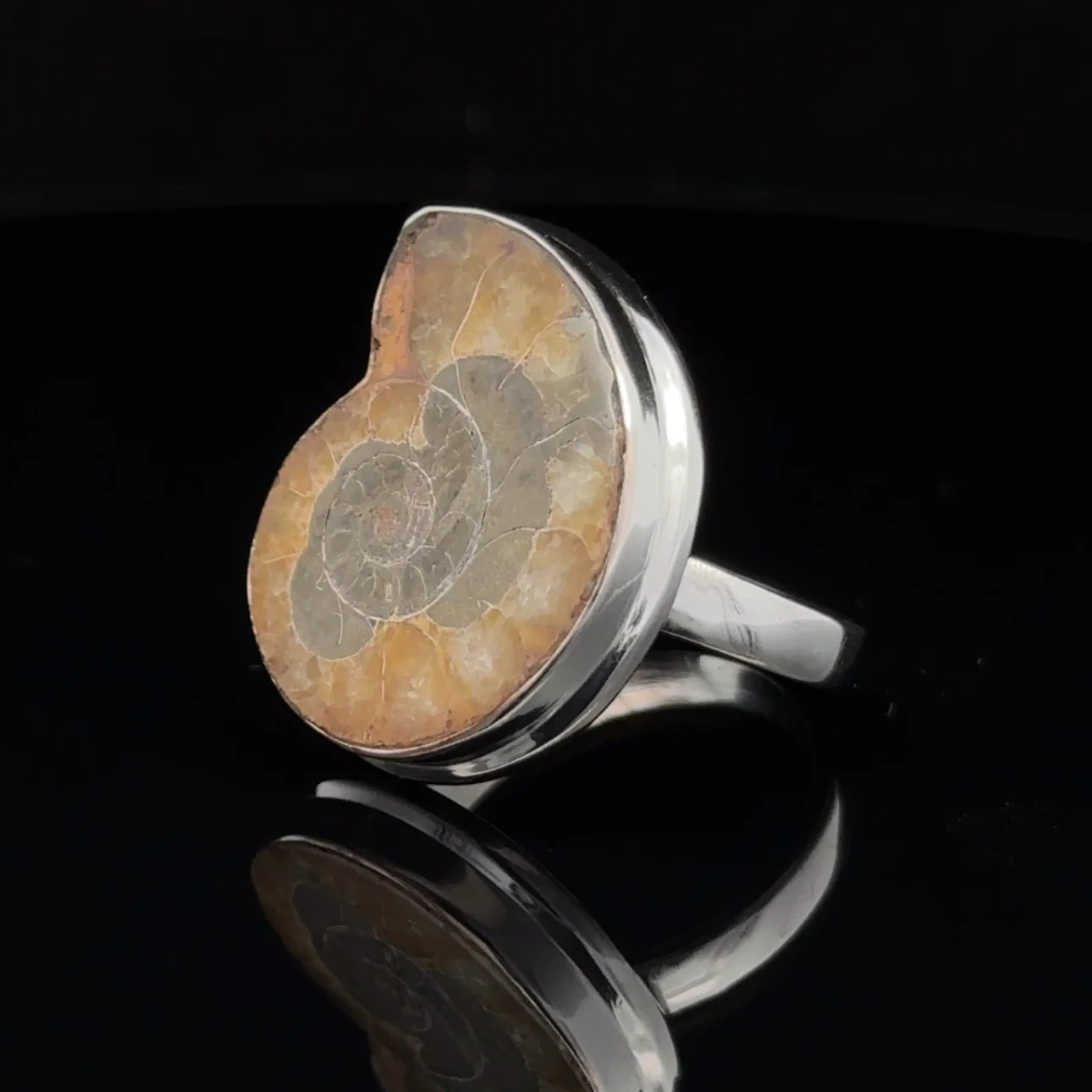 Sterling Silver Ammonite Ring Size 8 - Image 2