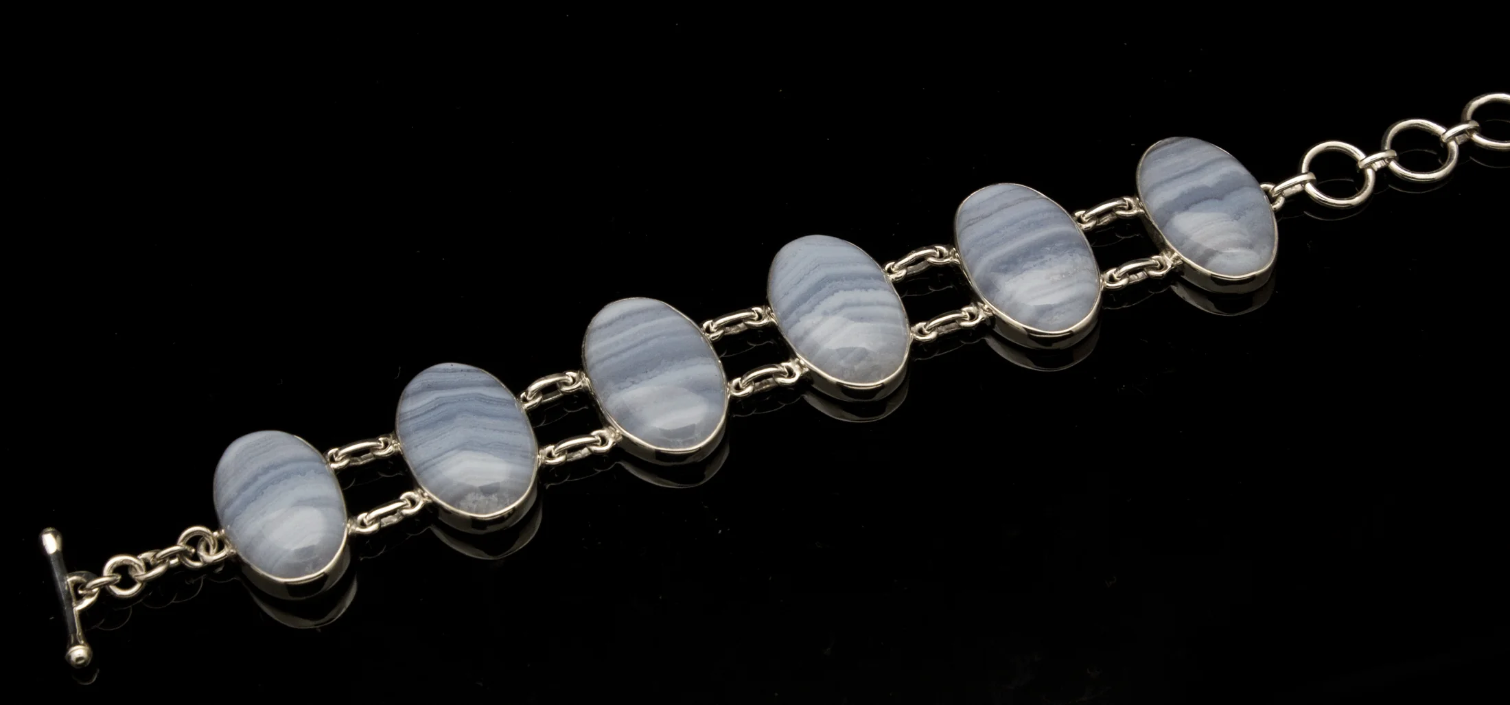Sterling Silver Blue Lace Agate Bracelet - Image 2