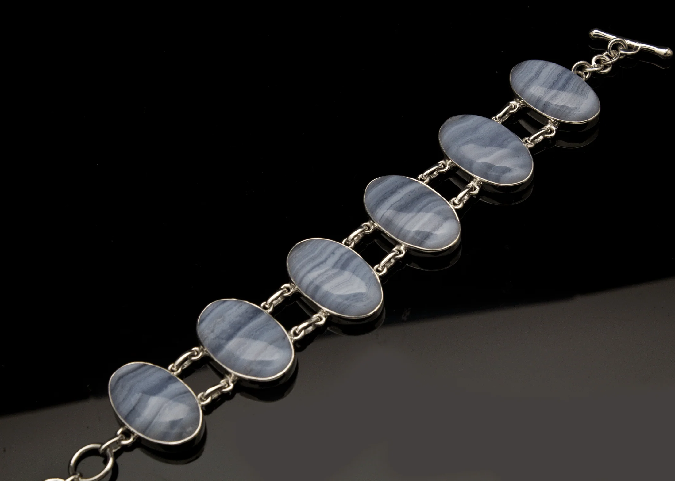 Sterling Silver Blue Lace Agate Bracelet - Image 3