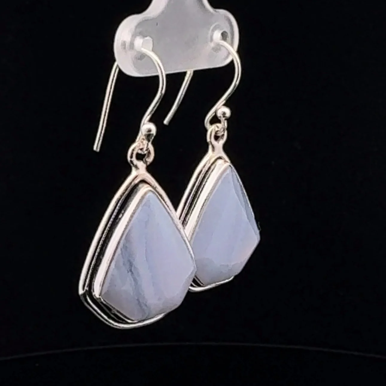 Sterling Silver Blue Lace Agate Earrings - Image 2