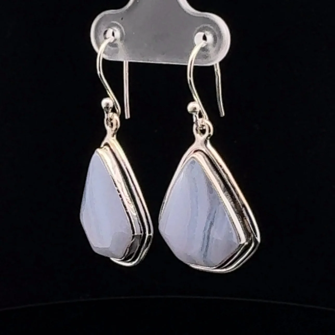 Sterling Silver Blue Lace Agate Earrings - Image 3