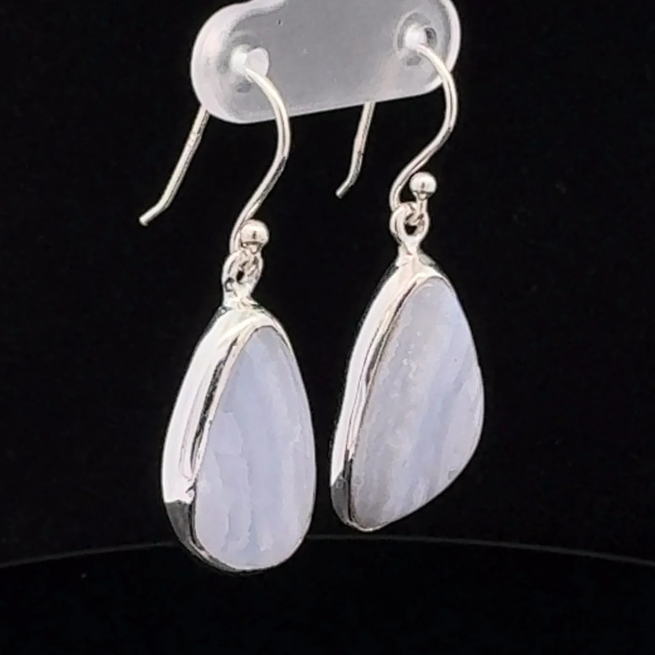 Sterling Silver Blue Lace Agate Earrings - Image 2
