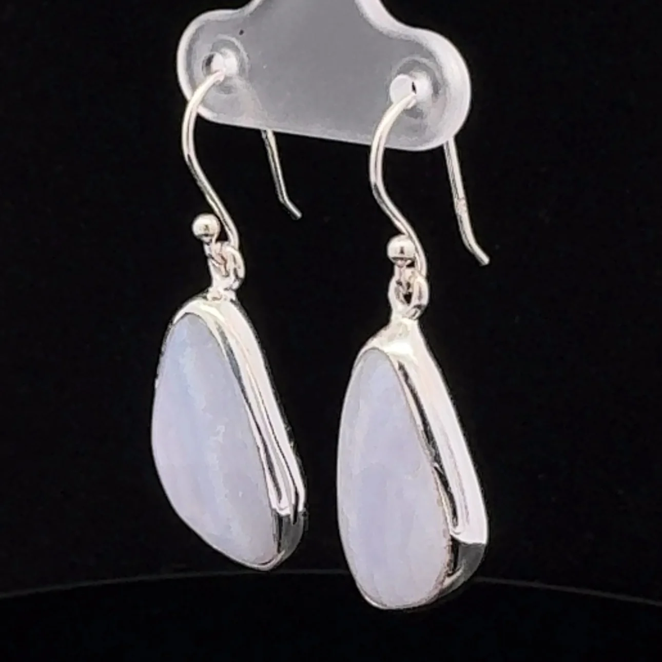 Sterling Silver Blue Lace Agate Earrings - Image 3
