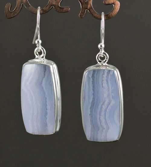Sterling Silver Blue Lace Agate Earrings - Image 2