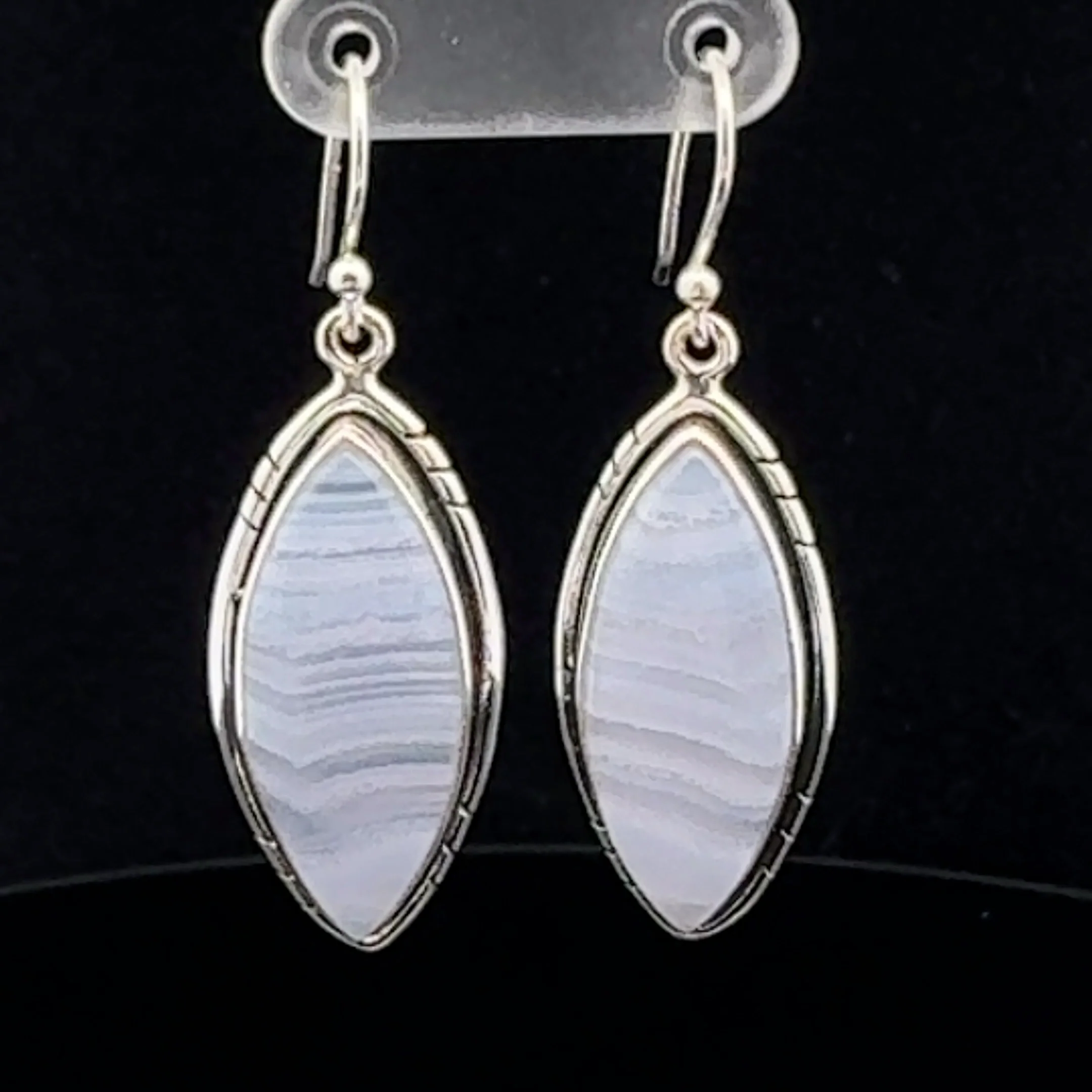 Sterling Silver Blue Lace Agate Earrings - Image 2