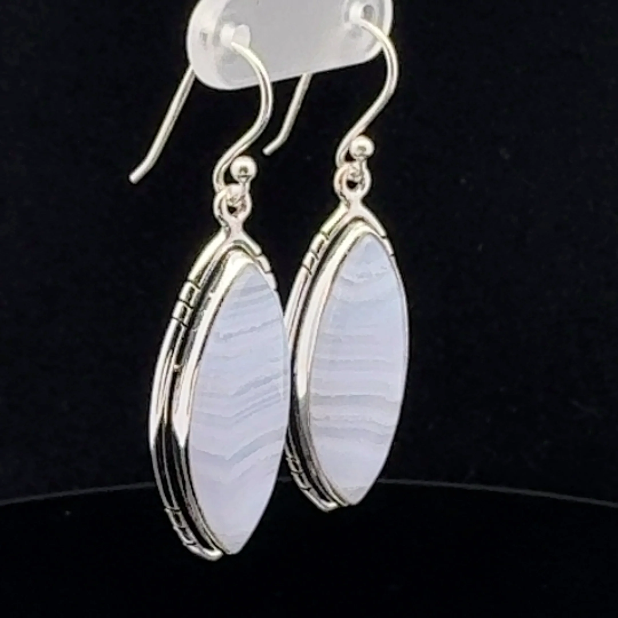 Sterling Silver Blue Lace Agate Earrings - Image 3