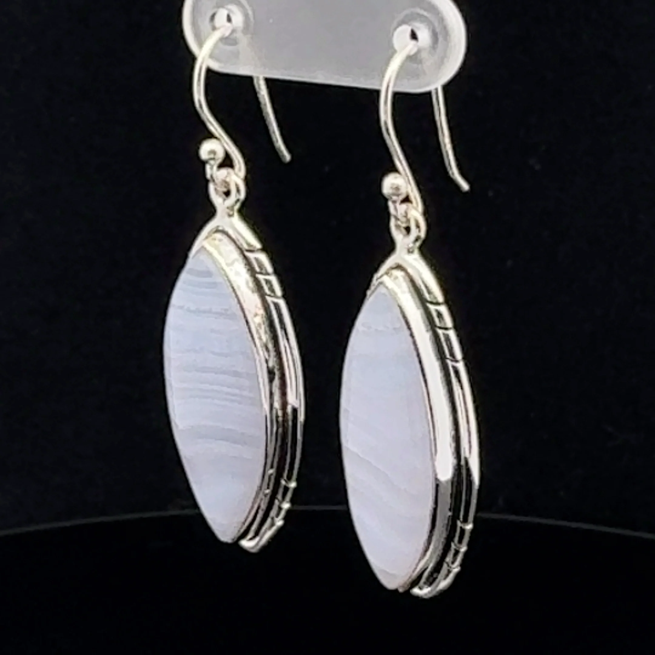 Sterling Silver Blue Lace Agate Earrings - Image 4