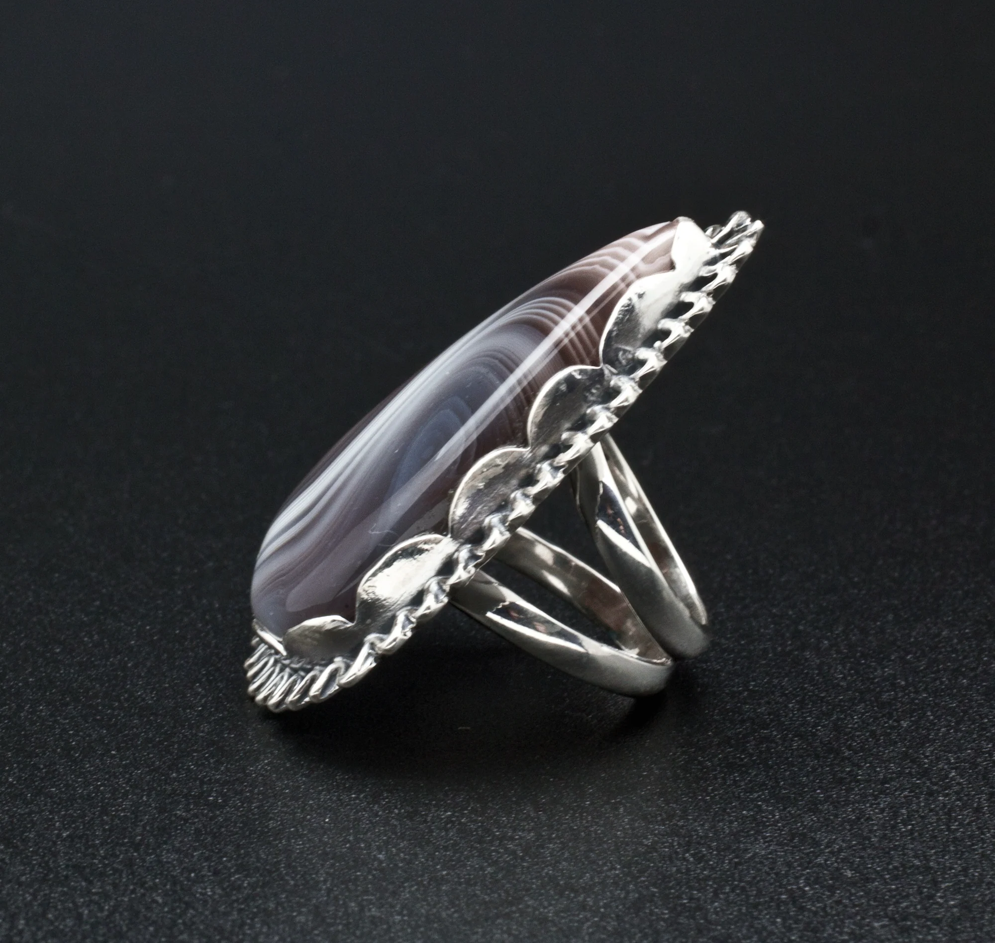 Sterling Silver Botswana Agate Ring Size 6 - Image 3