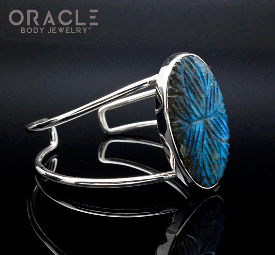 Sterling Silver Carved Labradorite Bracelet - Image 2