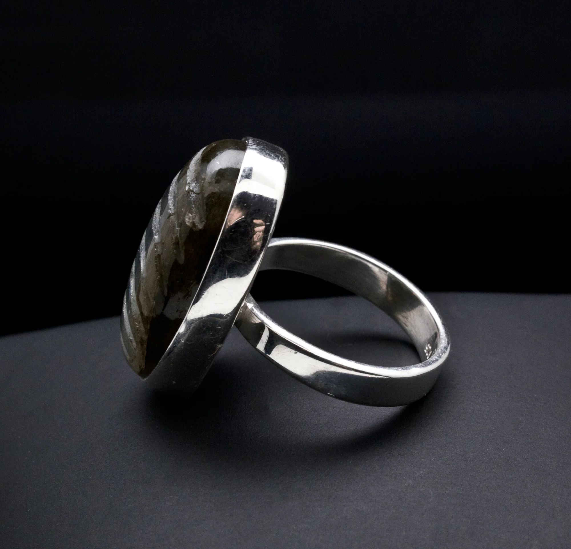 Sterling Silver Carved Labradorite Ring Size 7 - Image 3