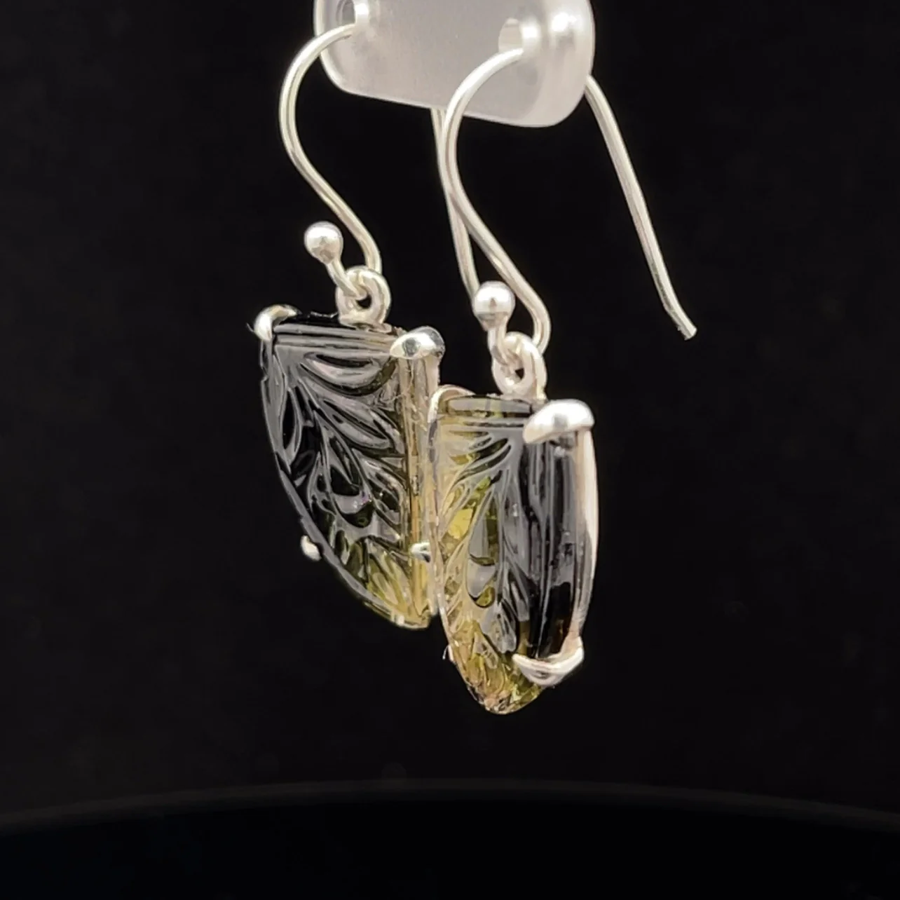 Sterling Silver Carved Watermelon Tourmaline Earrings - Image 3