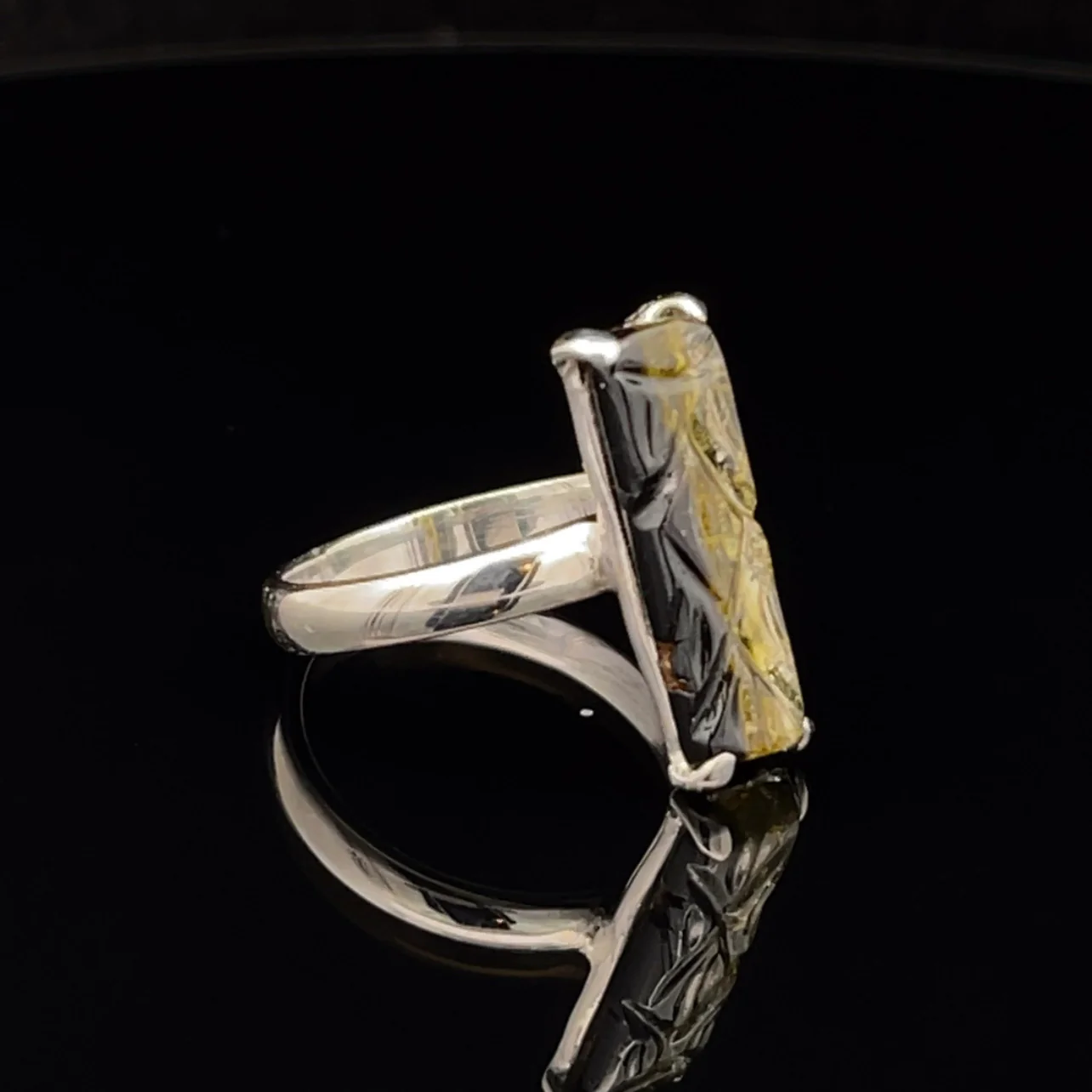 Sterling Silver Carved Watermelon Tourmaline Ring Size 7 - Image 2