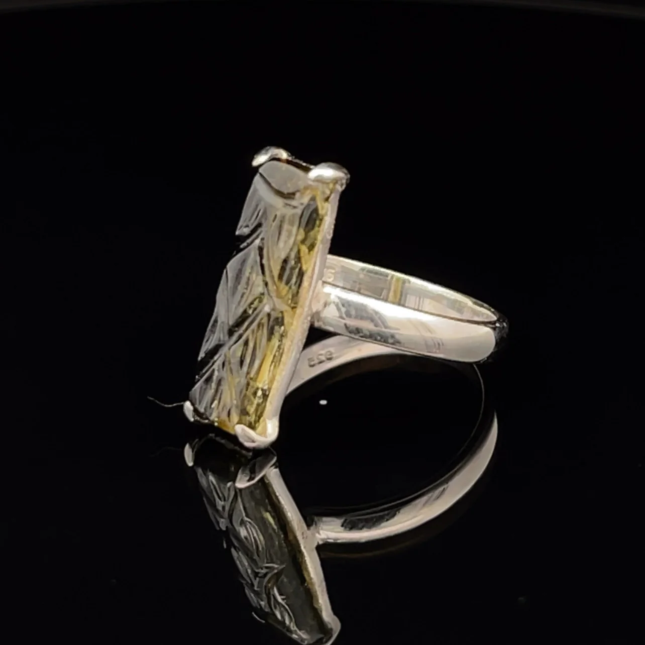 Sterling Silver Carved Watermelon Tourmaline Ring Size 7 - Image 3
