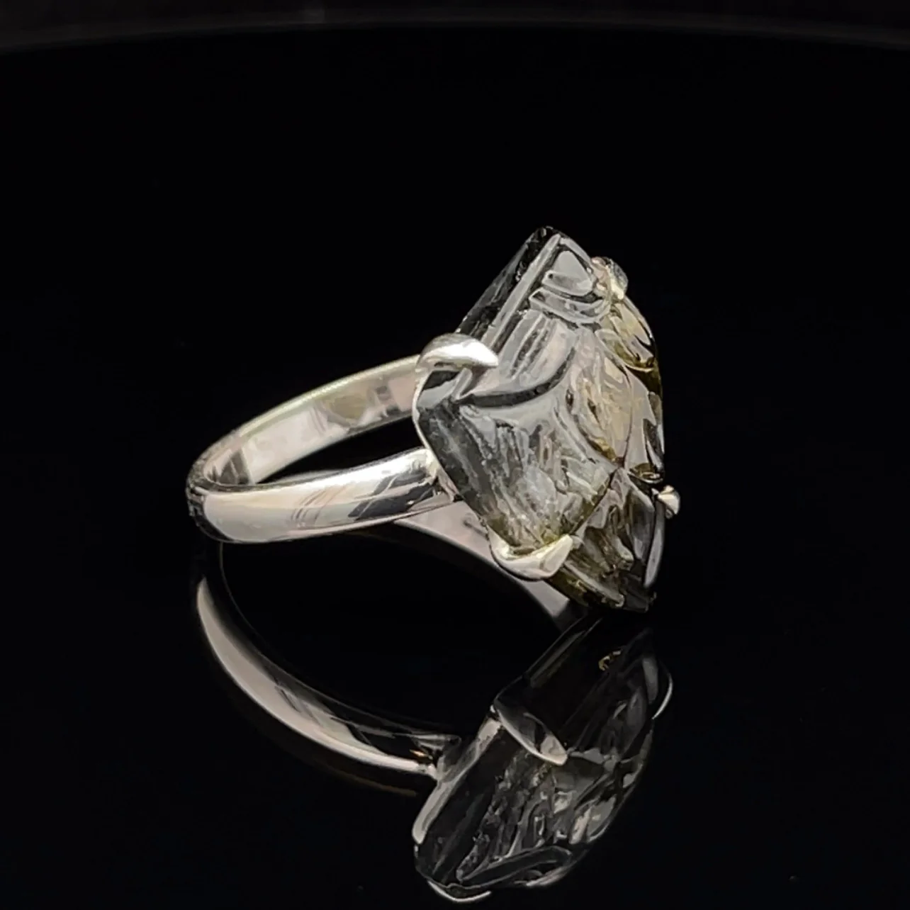 Sterling Silver Carved Watermelon Tourmaline Ring Size 10 - Image 2