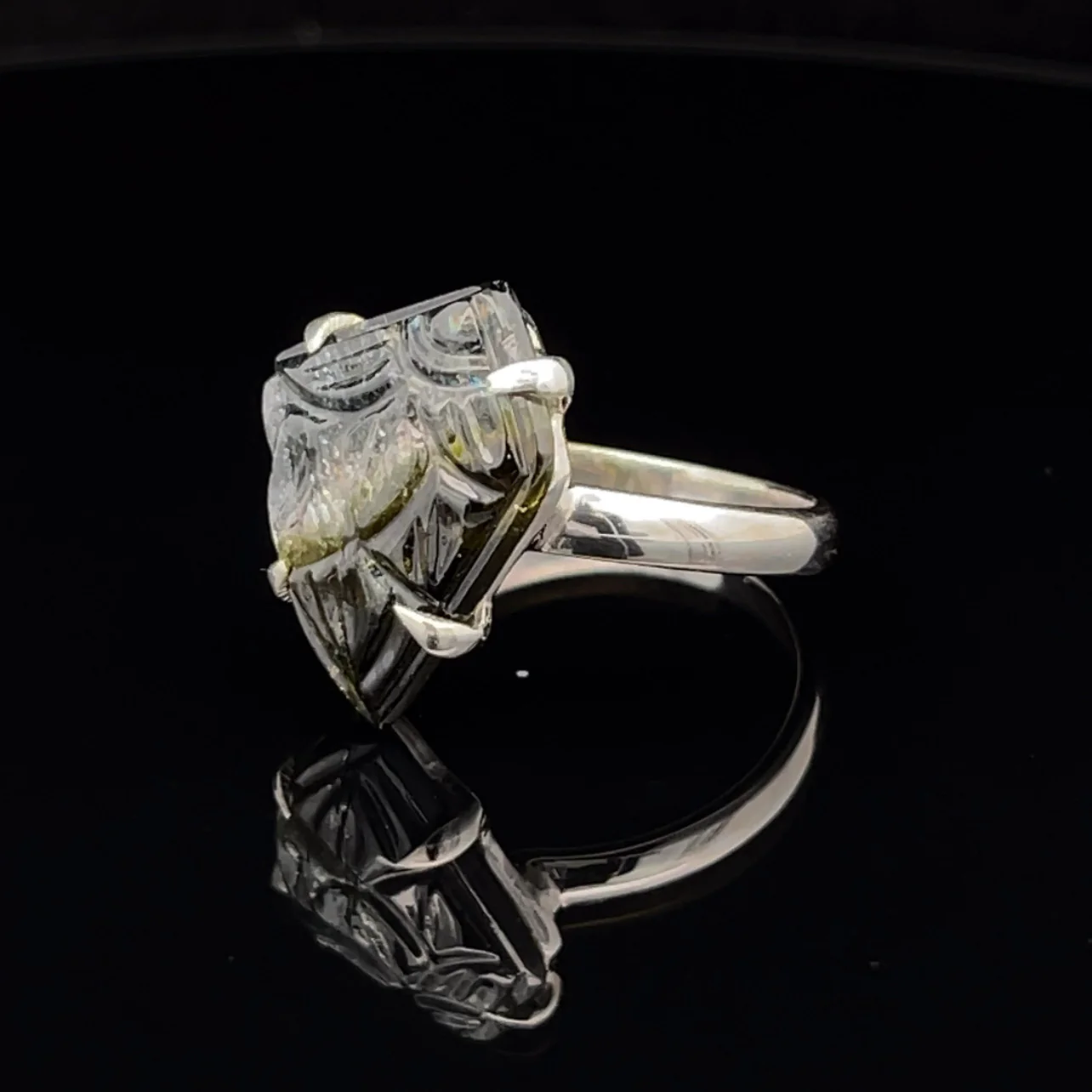 Sterling Silver Carved Watermelon Tourmaline Ring Size 10 - Image 3