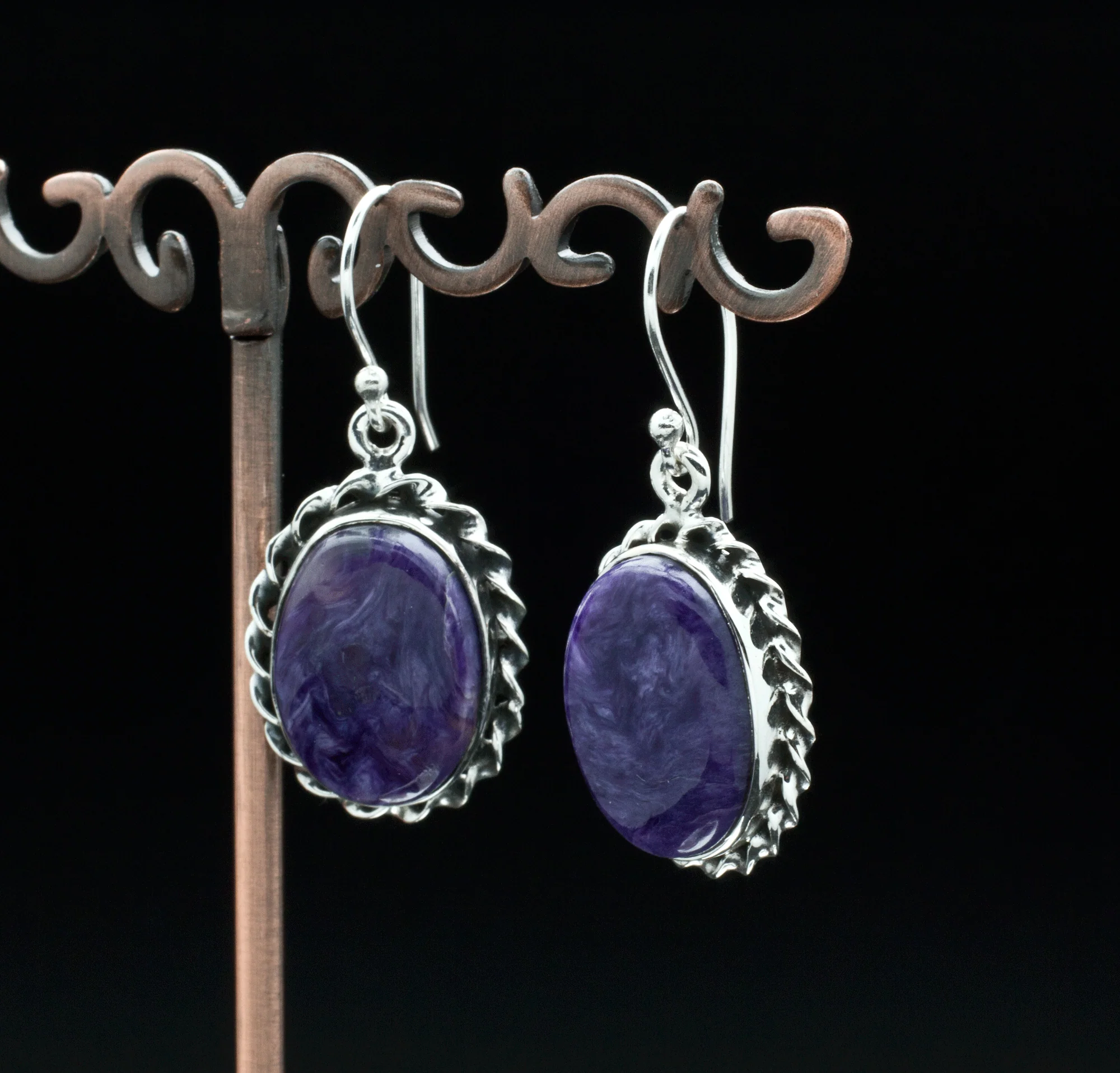 Sterling Silver Charoite Earrings - Image 2