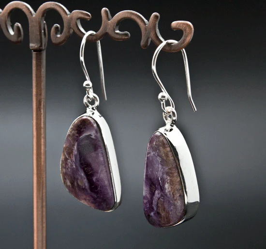 Sterling Silver Charoite Earrings - Image 2