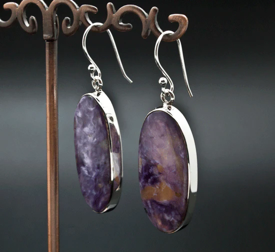 Sterling Silver Charoite Earrings - Image 2
