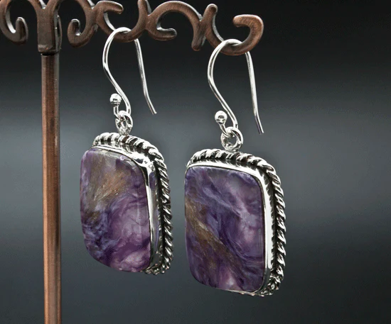 Sterling Silver Charoite Earrings - Image 2