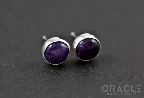 Sterling Silver Charoite Earrings - Image 2