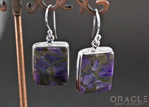 Sterling Silver Charoite Earrings - Image 2