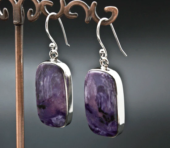 Sterling Silver Charoite Earrings - Image 2