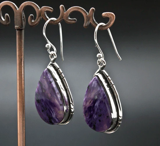 Sterling Silver Charoite Earrings - Image 2
