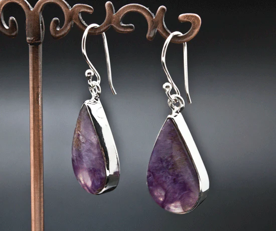 Sterling Silver Charoite Earrings - Image 2