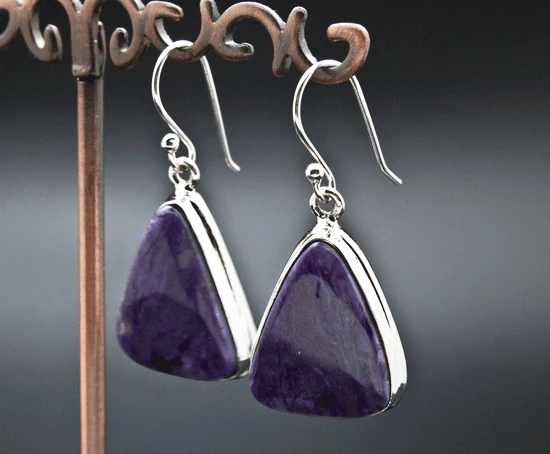 Sterling Silver Charoite Earrings - Image 2