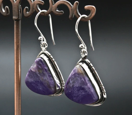 Sterling Silver Charoite Earrings - Image 2