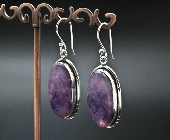 Sterling Silver Charoite Earrings - Image 2