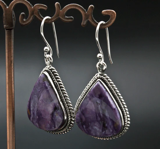Sterling Silver Charoite Earrings - Image 2
