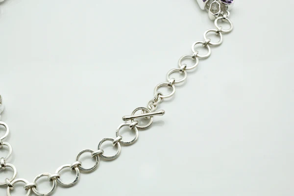 Sterling Silver Charoite Necklace with Faceted Amethyst, Charoite and Raw Quartz Accents - Image 5