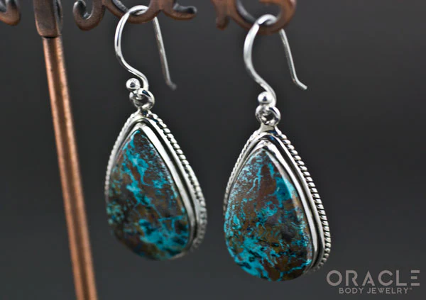 Sterling Silver Chrysocolla Earrings - Image 2