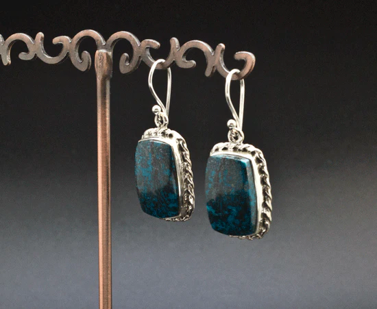 Sterling Silver Chrysocolla Earrings - Image 2