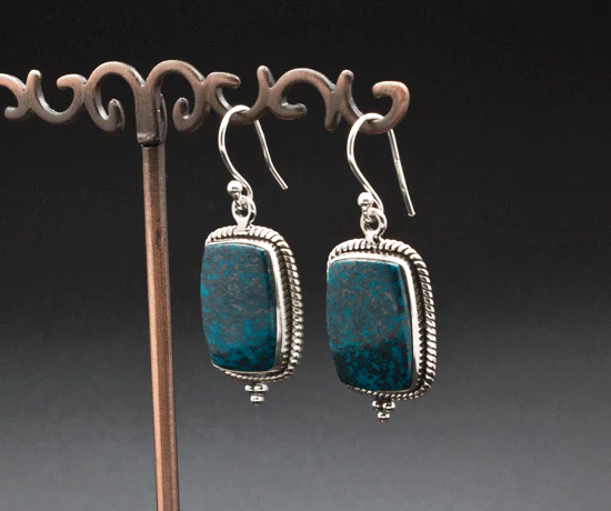 Sterling Silver Chrysocolla Earrings - Image 2