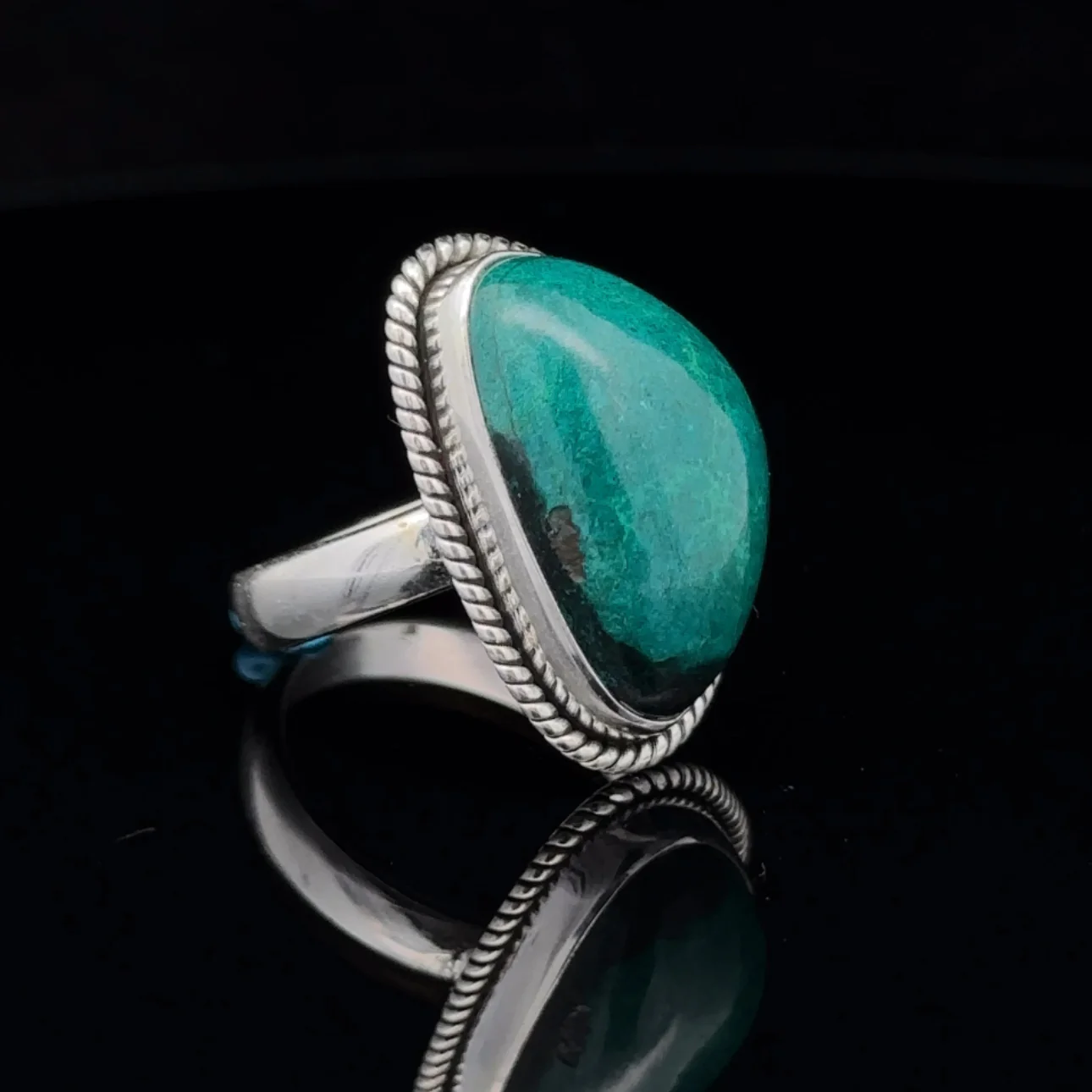 Sterling Silver Chrysocolla Ring Size 7 - Image 2