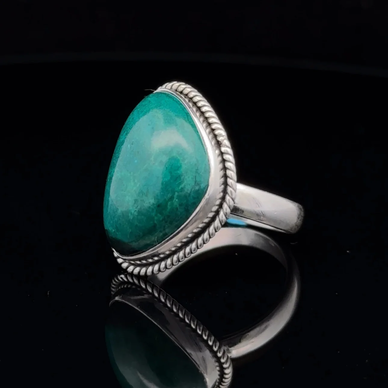 Sterling Silver Chrysocolla Ring Size 7 - Image 3
