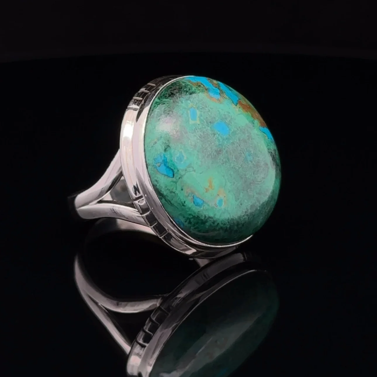 Sterling Silver Chrysocolla Ring Size 7 - Image 2